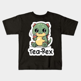 Cute trex having tea Kids T-Shirt